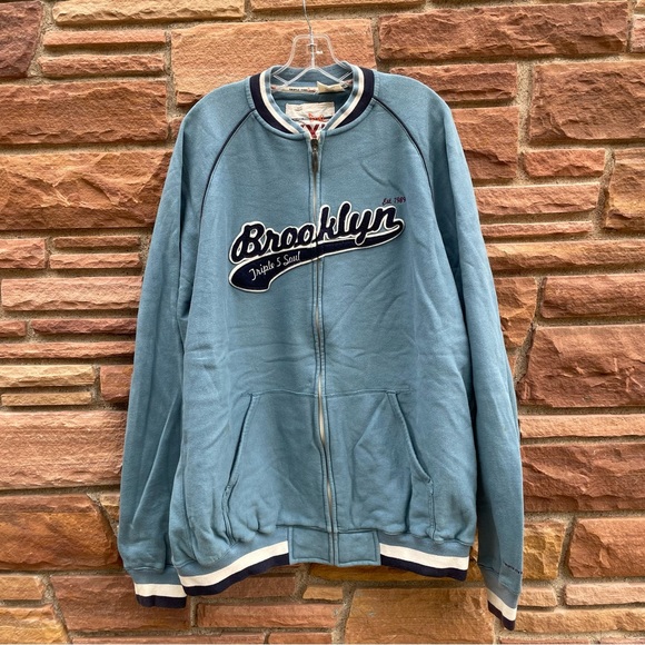 Vintage 90s Triple Five Soul 555 mens Brooklyn Sweatshirt Jacket zip up SZ XXL - Picture 2 of 9